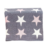 Grey Ivory And Pink Stars Knitted Baby Blanket - Homeroots - Flyclothing LLC