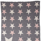 Grey Ivory And Pink Stars Knitted Baby Blanket - Homeroots - Flyclothing LLC