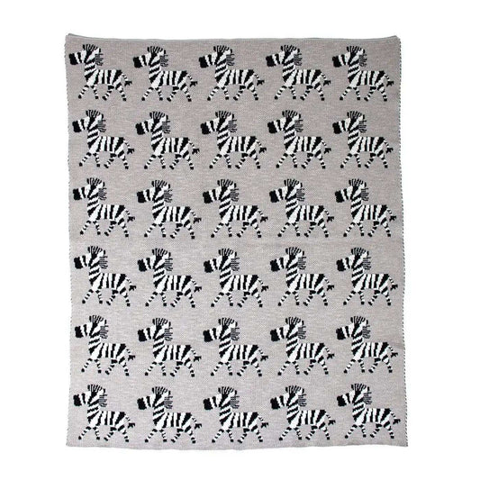 Grey Lots Of Zebras Woven Knitted Baby Blanket - Homeroots - Flyclothing LLC