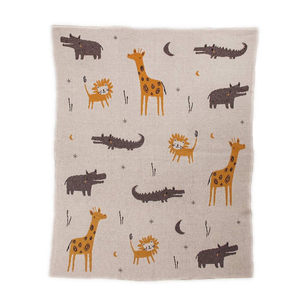 Zoo Animals Woven Knitted Baby Blanket - Homeroots - Flyclothing LLC