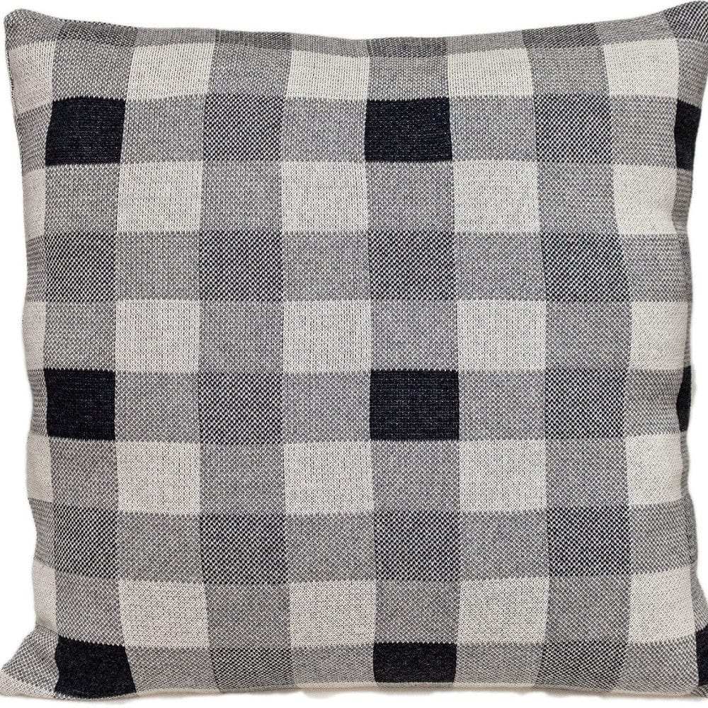 Lead Grey Checkered Pillow - Homeroots - Flyclothing LLC
