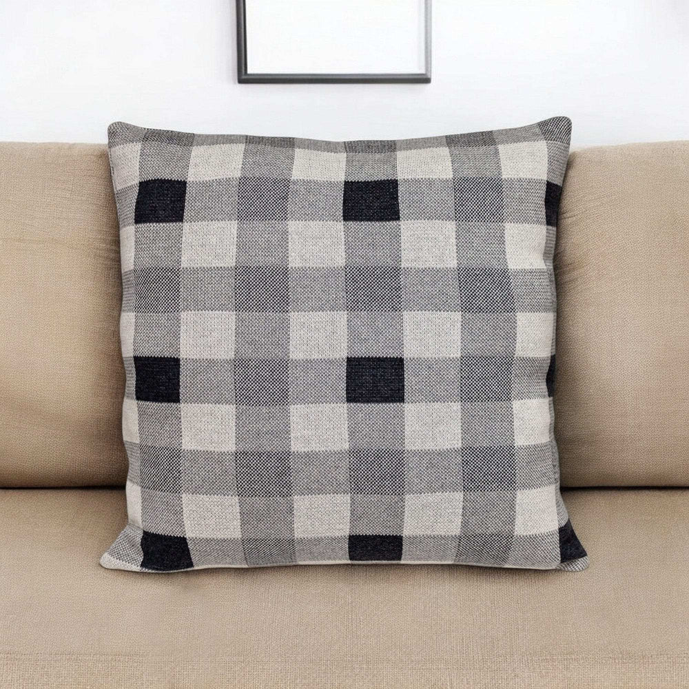 Lead Grey Checkered Pillow - Homeroots - Flyclothing LLC