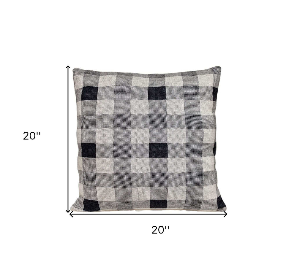 Lead Grey Checkered Pillow - Homeroots - Flyclothing LLC