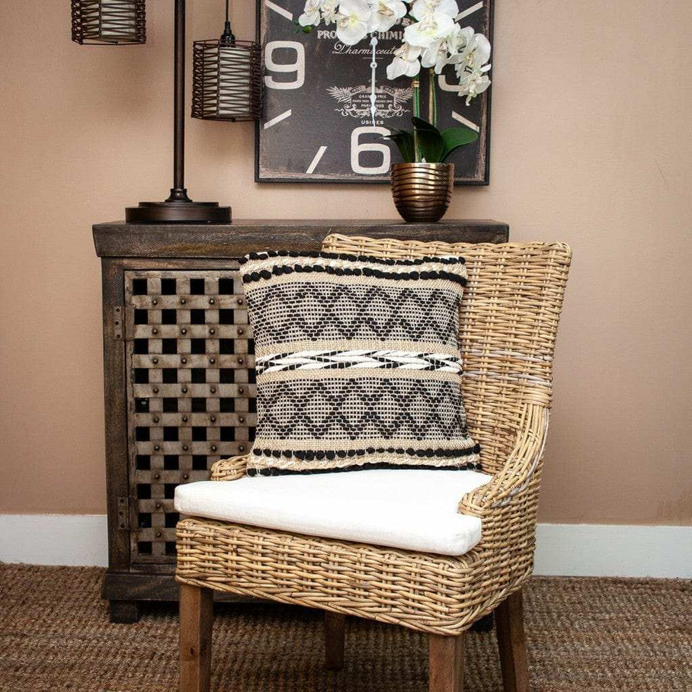 Black And Sand Woven Decorative Pillow - Homeroots - Flyclothing LLC