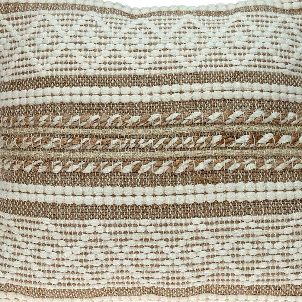 Linen And Brown Jute Throw Pillow - Homeroots - Flyclothing LLC