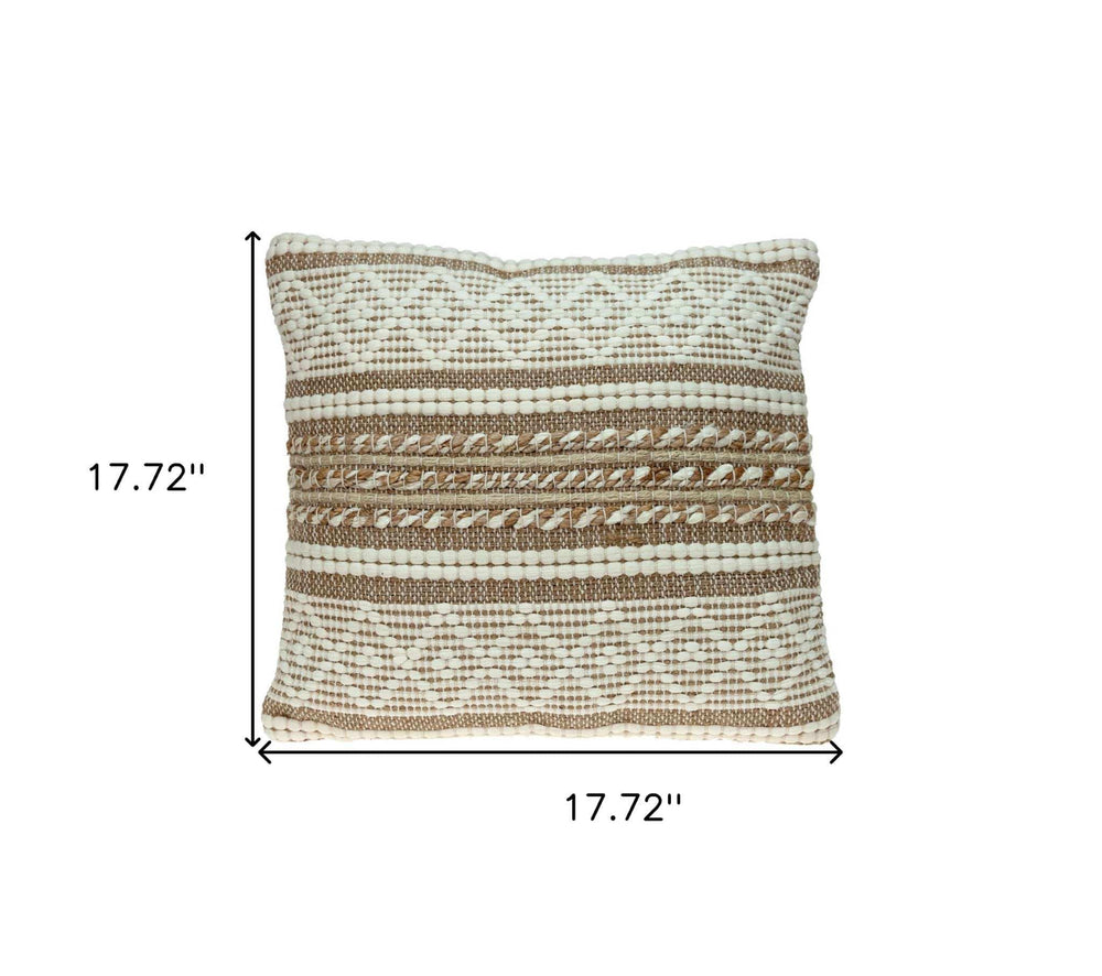Linen And Brown Jute Throw Pillow - Homeroots - Flyclothing LLC