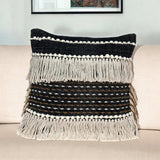 Black And Ivory Textured Throw Pillow - Homeroots - Flyclothing LLC
