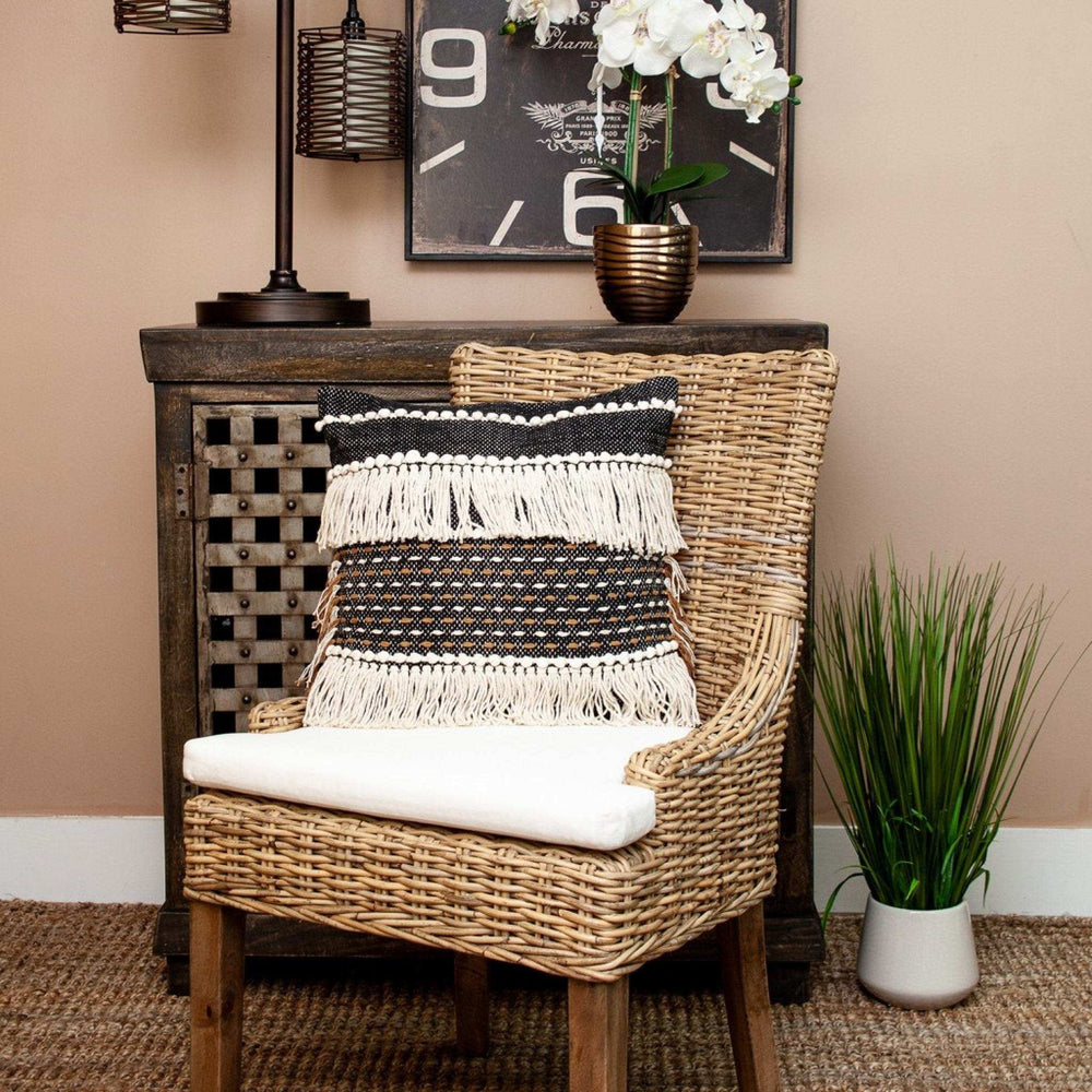 Black And Ivory Textured Throw Pillow - Homeroots - Flyclothing LLC