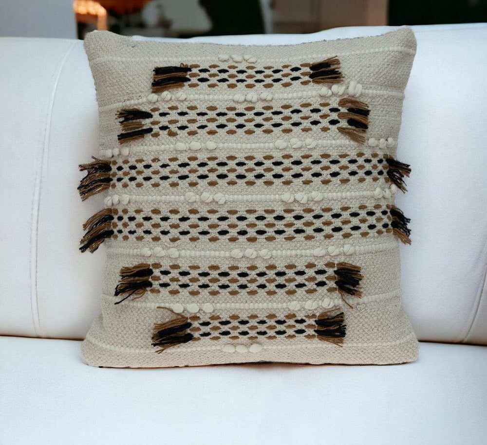 Creamy Beige Textured Throw Pillow - Homeroots - Flyclothing LLC