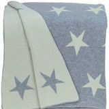 Gray And White Stars Knitted Throw Blanket - Homeroots - Flyclothing LLC