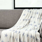 Gray And White Stars Knitted Throw Blanket - Homeroots - Flyclothing LLC