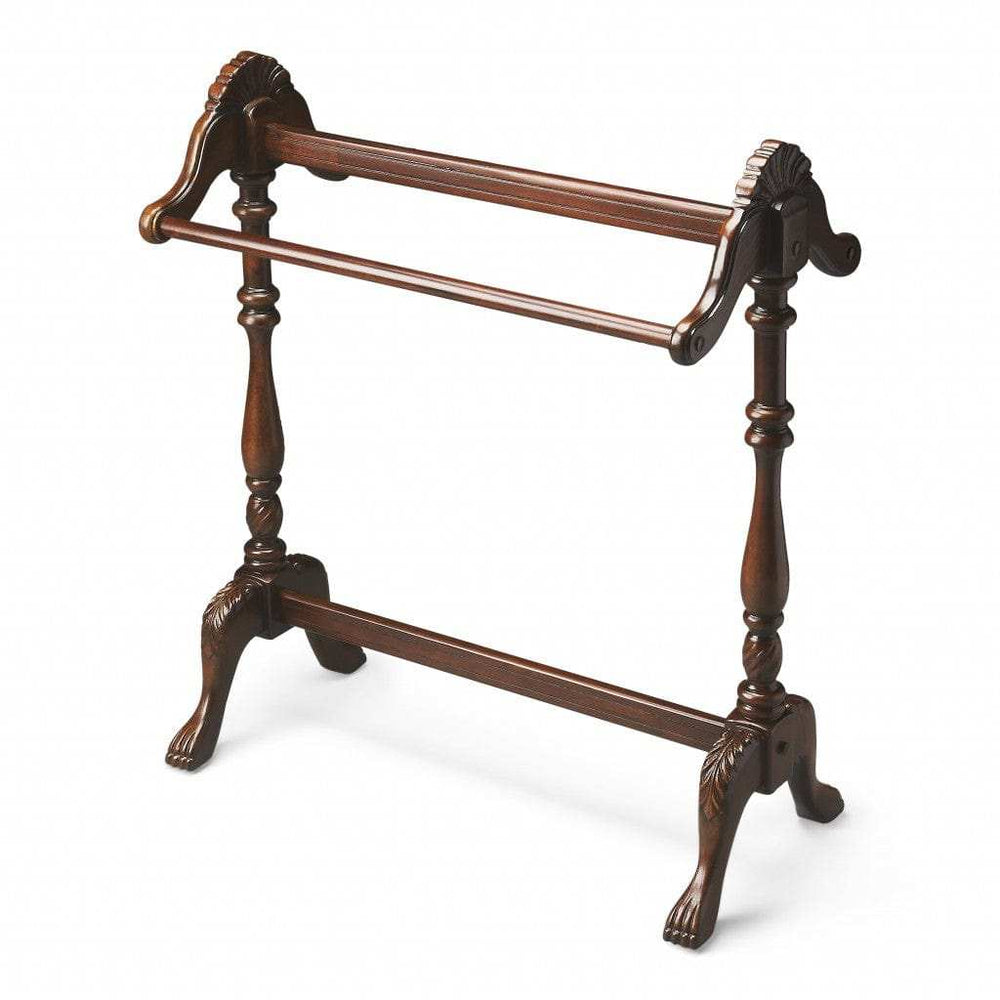 Dark Brown Finish Hand Harved Wooden Blanket Stand - Homeroots - Flyclothing LLC