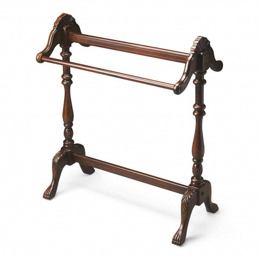 Dark Brown Finish Hand Harved Wooden Blanket Stand - Homeroots - Flyclothing LLC
