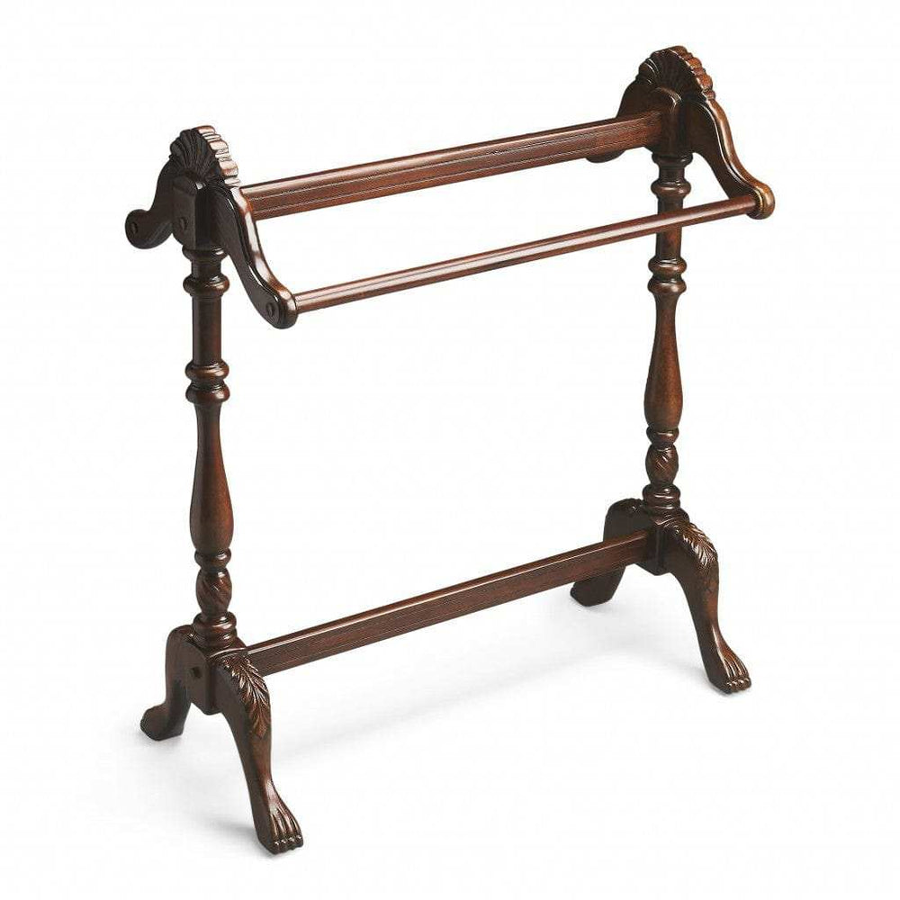 Dark Brown Finish Hand Harved Wooden Blanket Stand - Homeroots - Flyclothing LLC