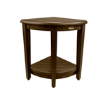 Curvilinear Dark Brown Teak 18" Corner Shower Bench With Shelf - Homeroots - Flyclothing LLC