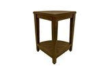 Curvilinear Dark Brown Teak 18" Corner Shower Bench With Shelf - Homeroots - Flyclothing LLC