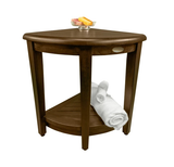 Curvilinear Dark Brown Teak 18" Corner Shower Bench With Shelf - Homeroots - Flyclothing LLC