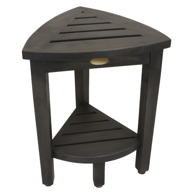 Mod Gray Teak 18" Curvilinear Corner Shower Bench With Shelf - Homeroots - Flyclothing LLC