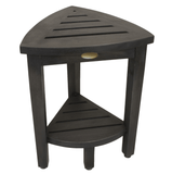 Mod Gray Teak 18" Curvilinear Corner Shower Bench With Shelf - Homeroots - Flyclothing LLC