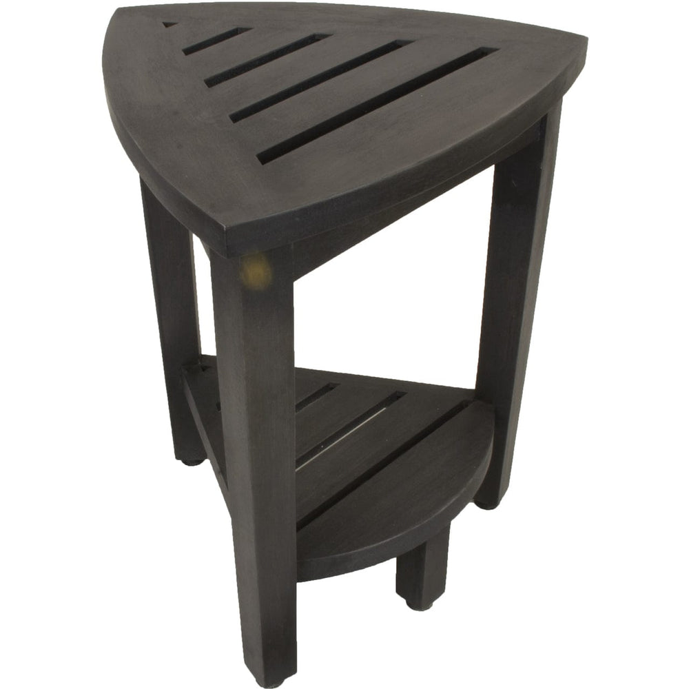 Mod Gray Teak 18" Curvilinear Corner Shower Bench With Shelf - Homeroots - Flyclothing LLC