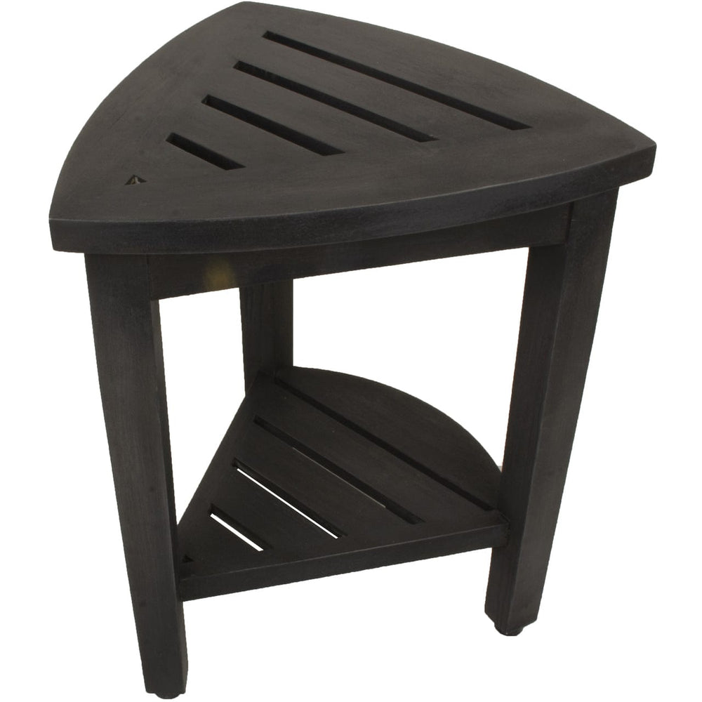 Mod Gray Teak 18" Curvilinear Corner Shower Bench With Shelf - Homeroots - Flyclothing LLC