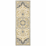 3' X 8' Blue And Ivory Bohemian Runner Rug - Homeroots - Flyclothing LLC