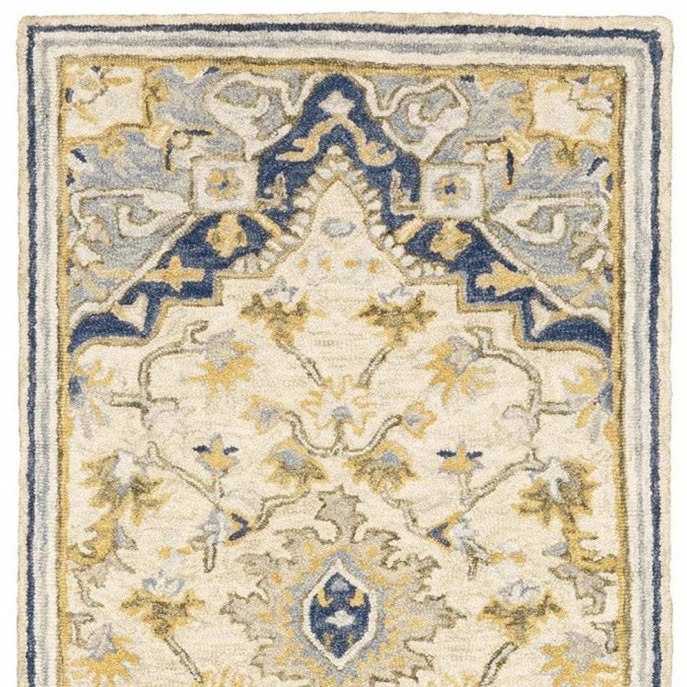 3' X 8' Blue And Ivory Bohemian Runner Rug - Homeroots - Flyclothing LLC