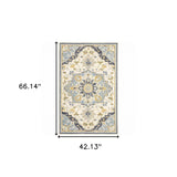 4' X 6' Blue And Ivory Bohemian Area Rug - Homeroots - Flyclothing LLC