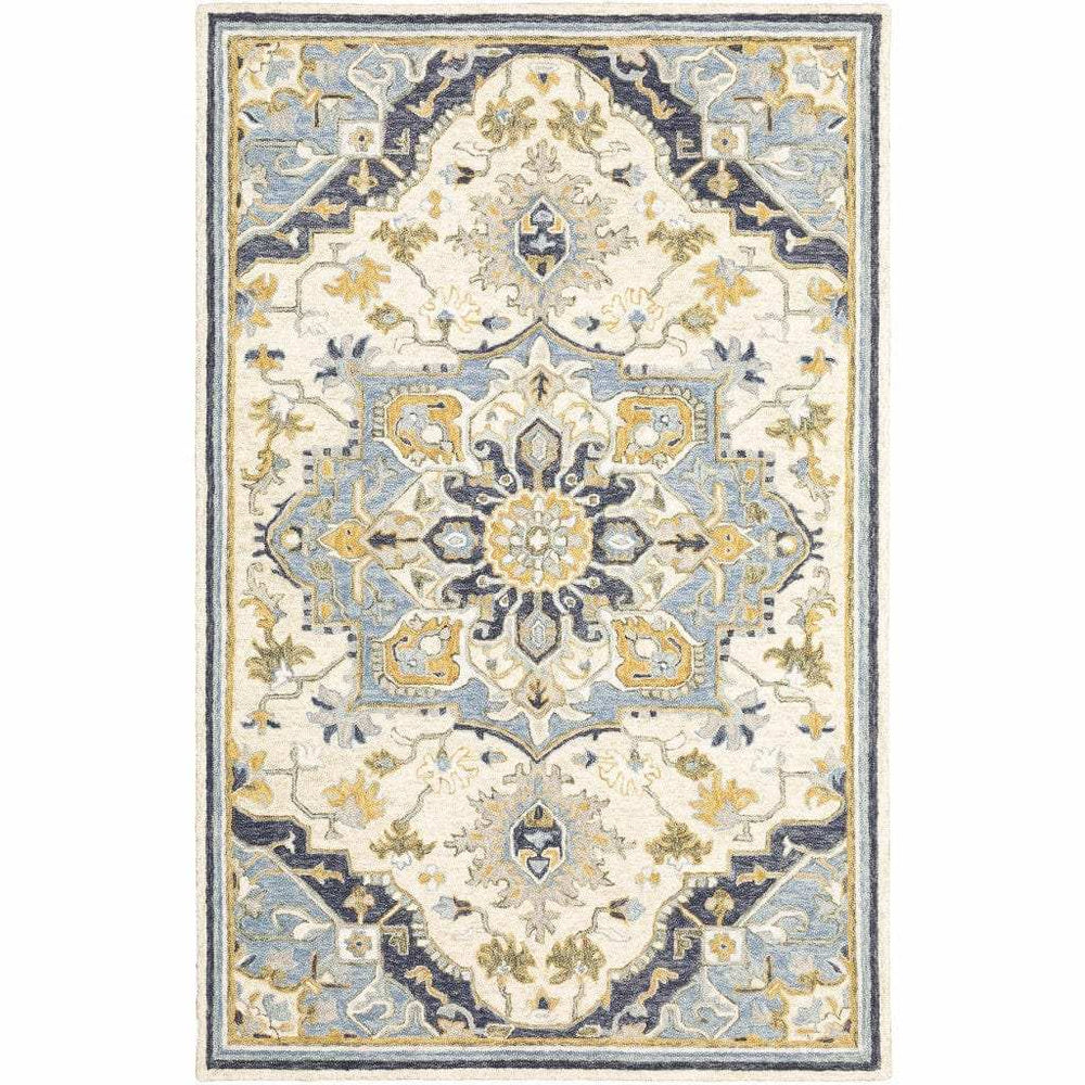 5' X 8' Blue And Ivory Bohemian Area Rug - Homeroots - Flyclothing LLC