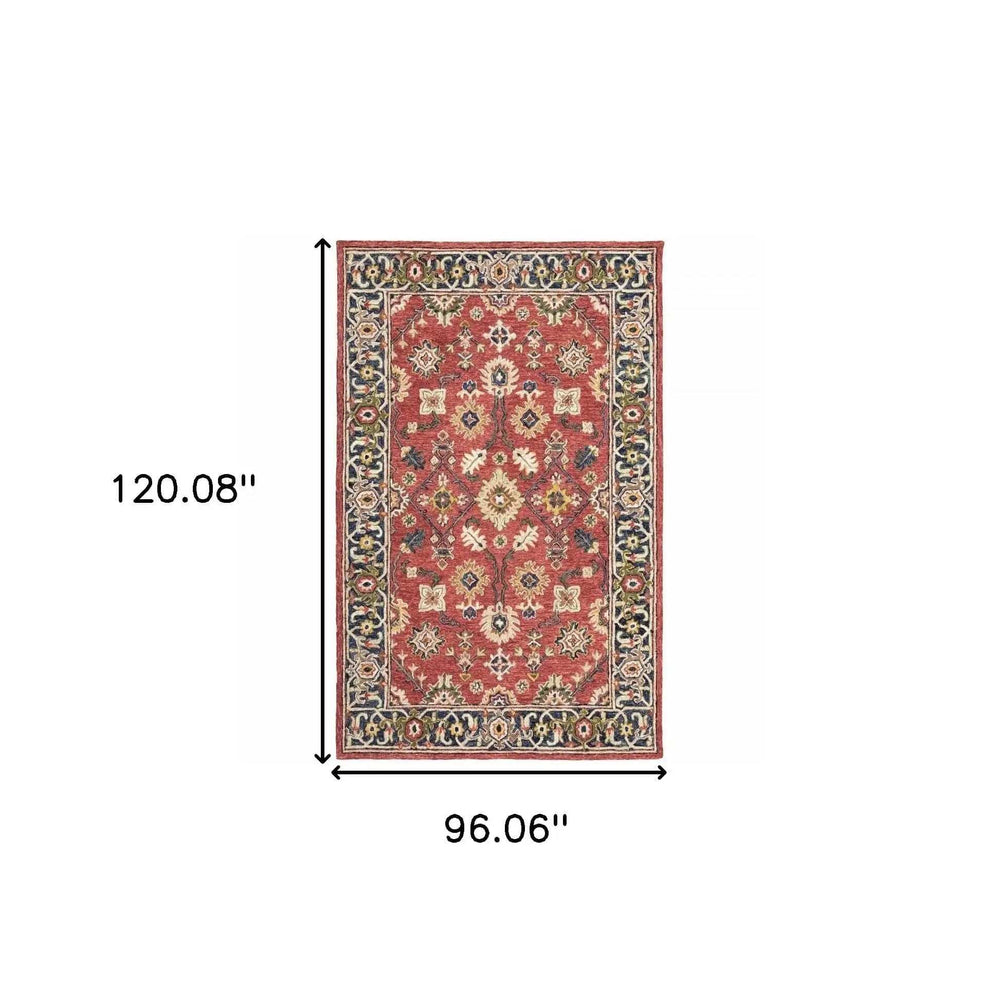 8' X 10' Red And Blue Bohemian Rug - Homeroots - Flyclothing LLC