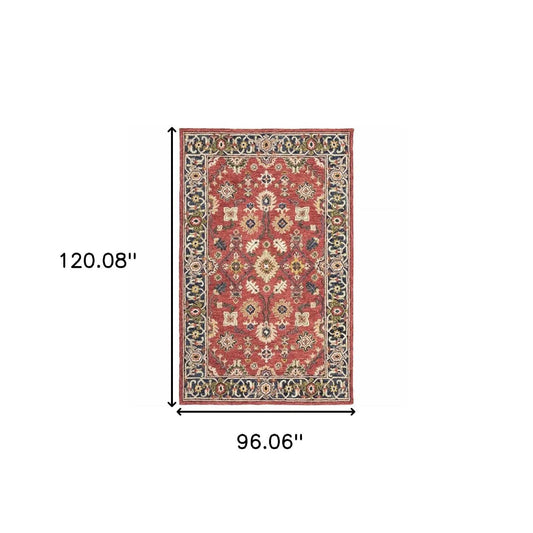 8' X 10' Red And Blue Bohemian Rug - Homeroots - Flyclothing LLC
