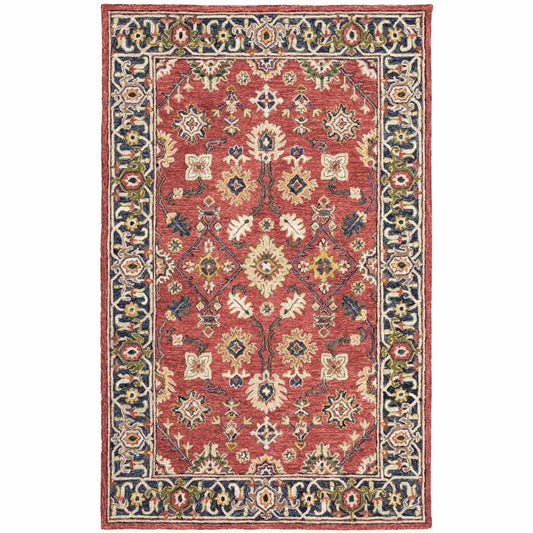 10' X 13' Red And Blue Bohemian Rug - Homeroots - Flyclothing LLC