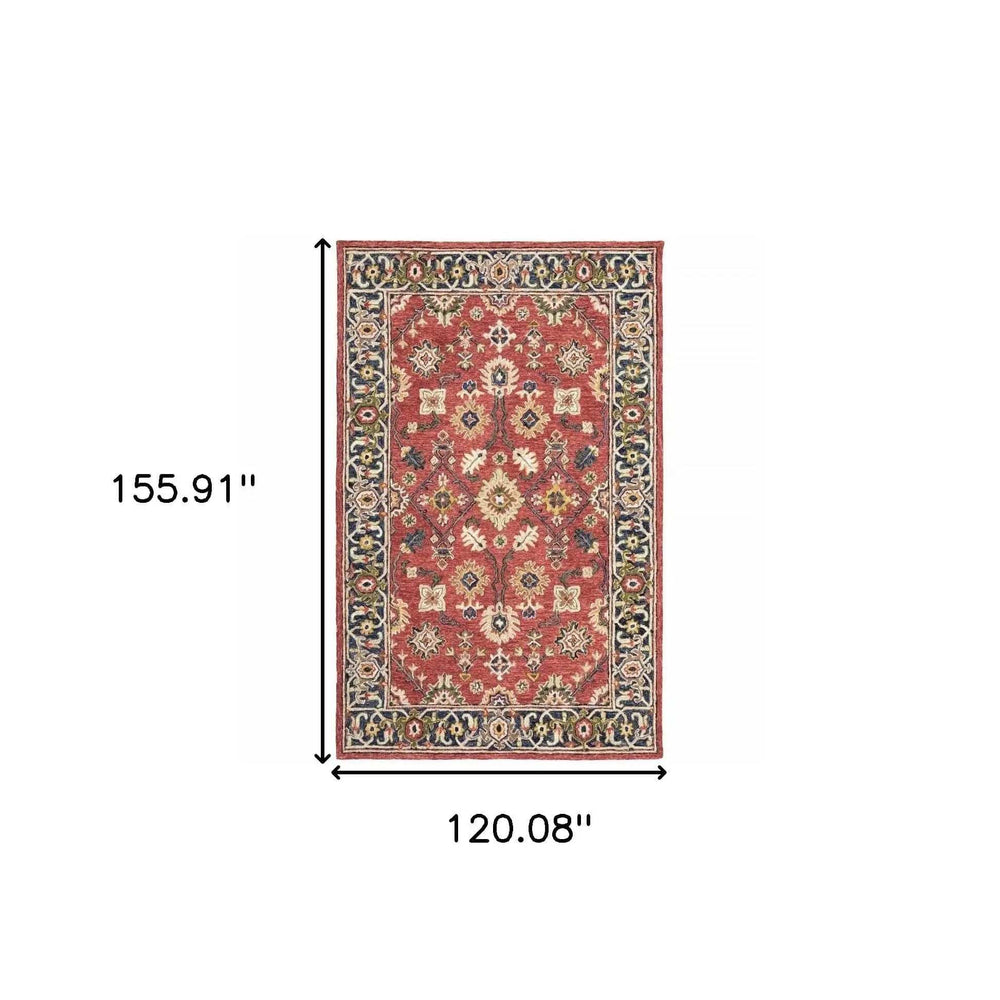 10' X 13' Red And Blue Bohemian Rug - Homeroots - Flyclothing LLC