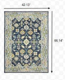 4' X 6' Navy And Blue Bohemian Area Rug - Homeroots - Flyclothing LLC