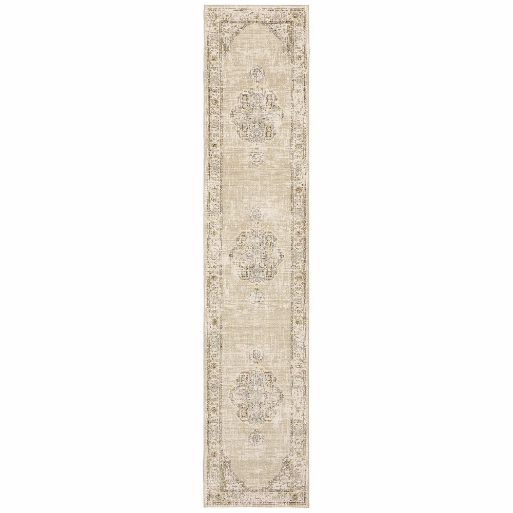 12' Runner Beige and Ivory Power Loom Runner Rug - Homeroots - Flyclothing LLC