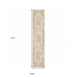 12' Runner Beige and Ivory Power Loom Runner Rug - Homeroots - Flyclothing LLC