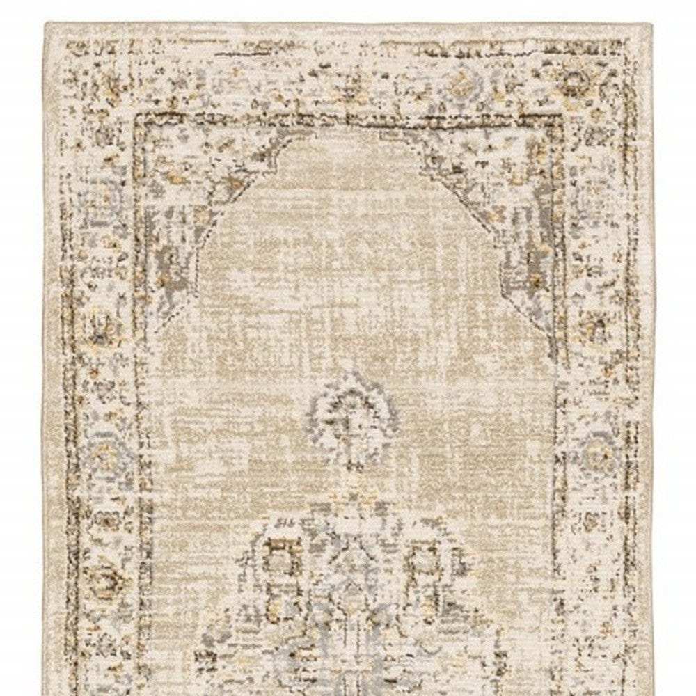 12' Runner Beige and Ivory Power Loom Runner Rug - Homeroots - Flyclothing LLC
