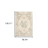 7' X 9' Beige And Ivory Center Jewel Area Rug - Homeroots - Flyclothing LLC