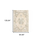8' X 10' Beige And Ivory Center Jewel Area Rug - Homeroots - Flyclothing LLC