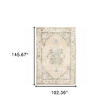 9' X 12' Beige And Ivory Center Jewel Area Rug - Homeroots - Flyclothing LLC