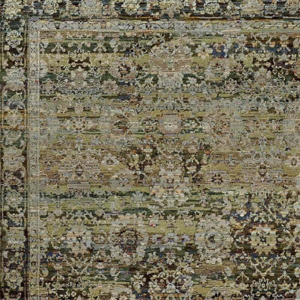 7' X 9' Green And Brown Floral Area Rug - Homeroots - Flyclothing LLC