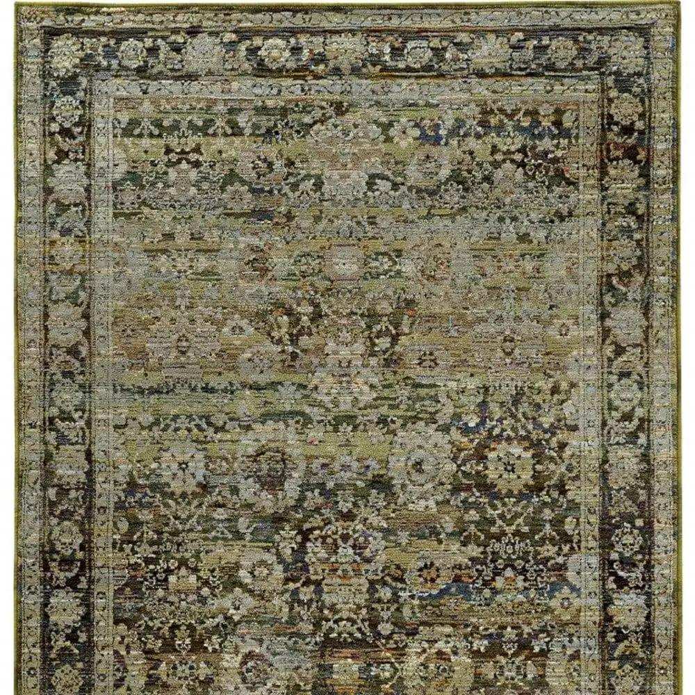 7' X 9' Green And Brown Floral Area Rug - Homeroots - Flyclothing LLC
