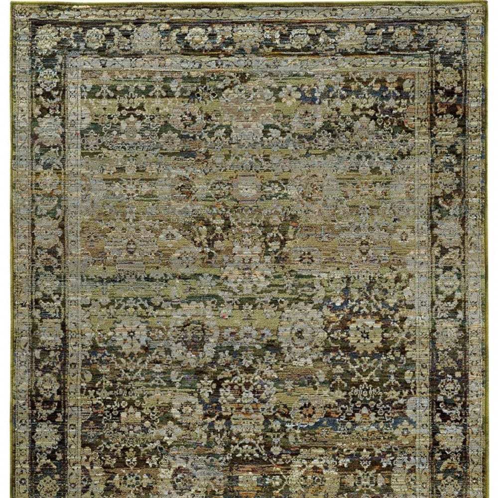 9' X 12' Green And Brown Floral Area Rug - Homeroots - Flyclothing LLC