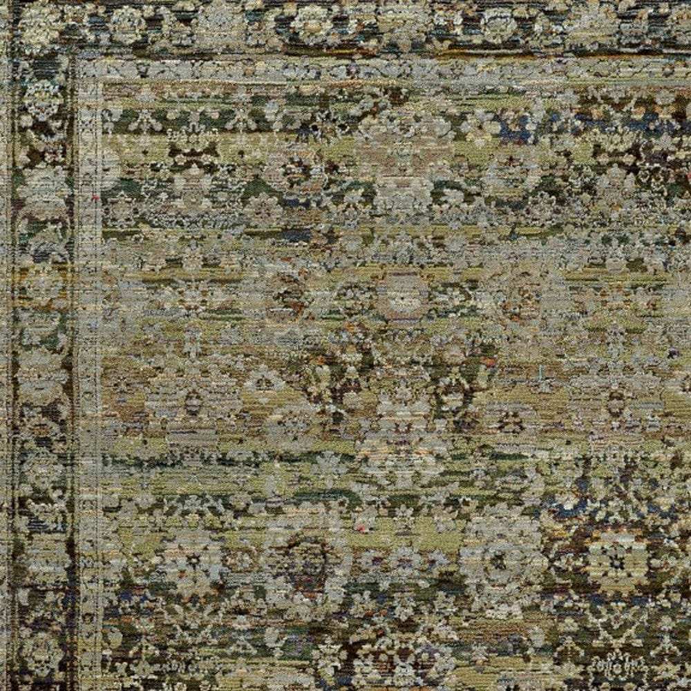 10' X 14' Green And Brown Floral Area Rug - Homeroots - Flyclothing LLC