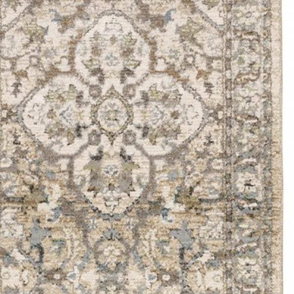 3' X 12' Beige And Ivory Medallion Runner Rug - Homeroots - Flyclothing LLC