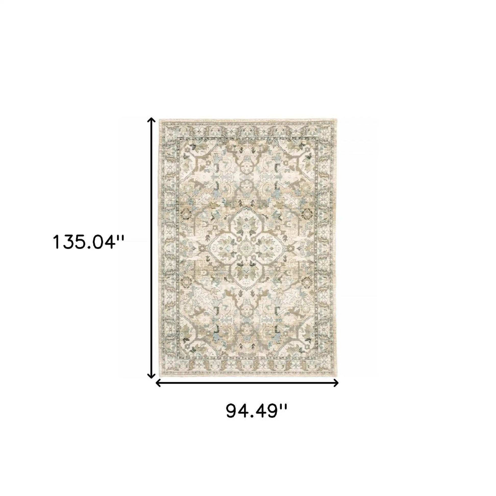 8' X 10' Beige And Ivory Medallion Area Rug - Homeroots - Flyclothing LLC