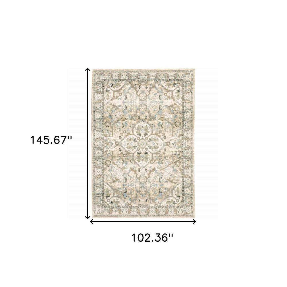 9' X 12' Beige And Ivory Medallion Area Rug - Homeroots - Flyclothing LLC