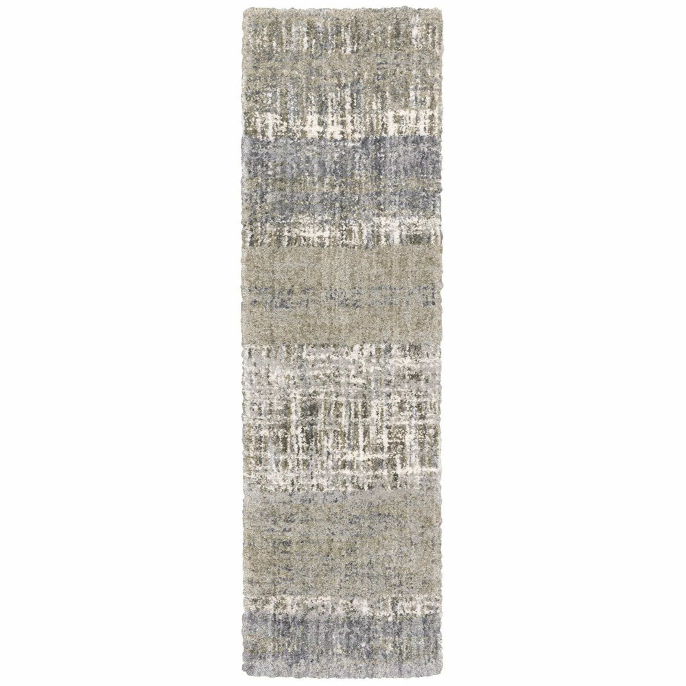 2' X 8' Grey And Ivory Abstract Lines Runner Rug - Homeroots - Flyclothing LLC