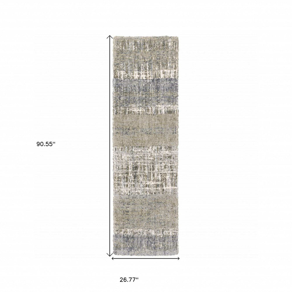 2' X 8' Grey And Ivory Abstract Lines Runner Rug - Homeroots - Flyclothing LLC
