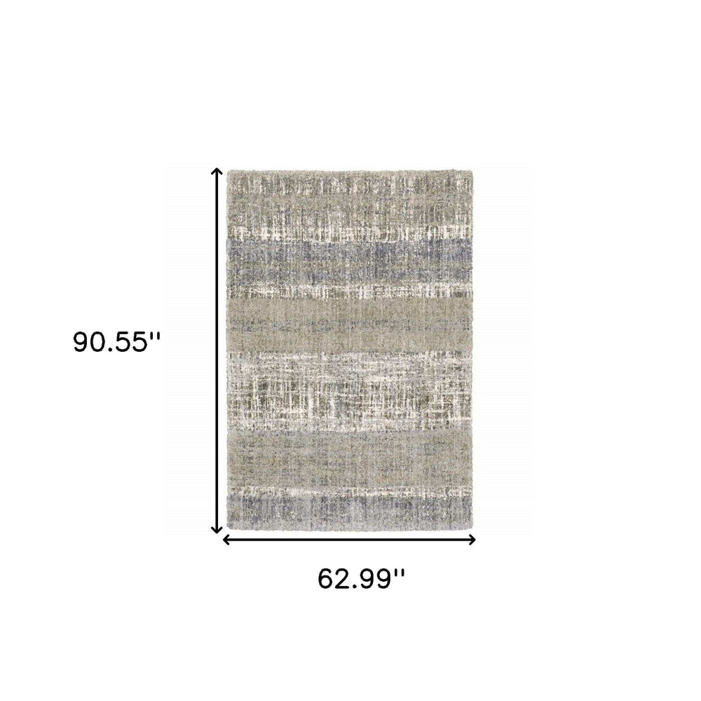 5' X 8' Grey And Ivory Abstract Lines Area Rug - Homeroots - Flyclothing LLC